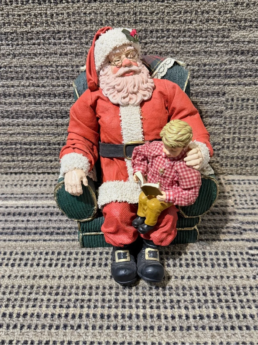 Vintage Dillards Holliday Santa with Child Figurine  Christmas Deco